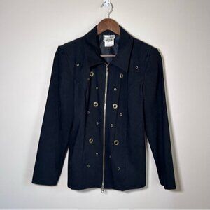 Joseph Ribkoff Black Zip Jacket Rivet Designs Size 8